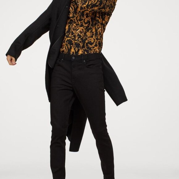 Black Patterned Slim Fit Shirt - Picture 4 of 4